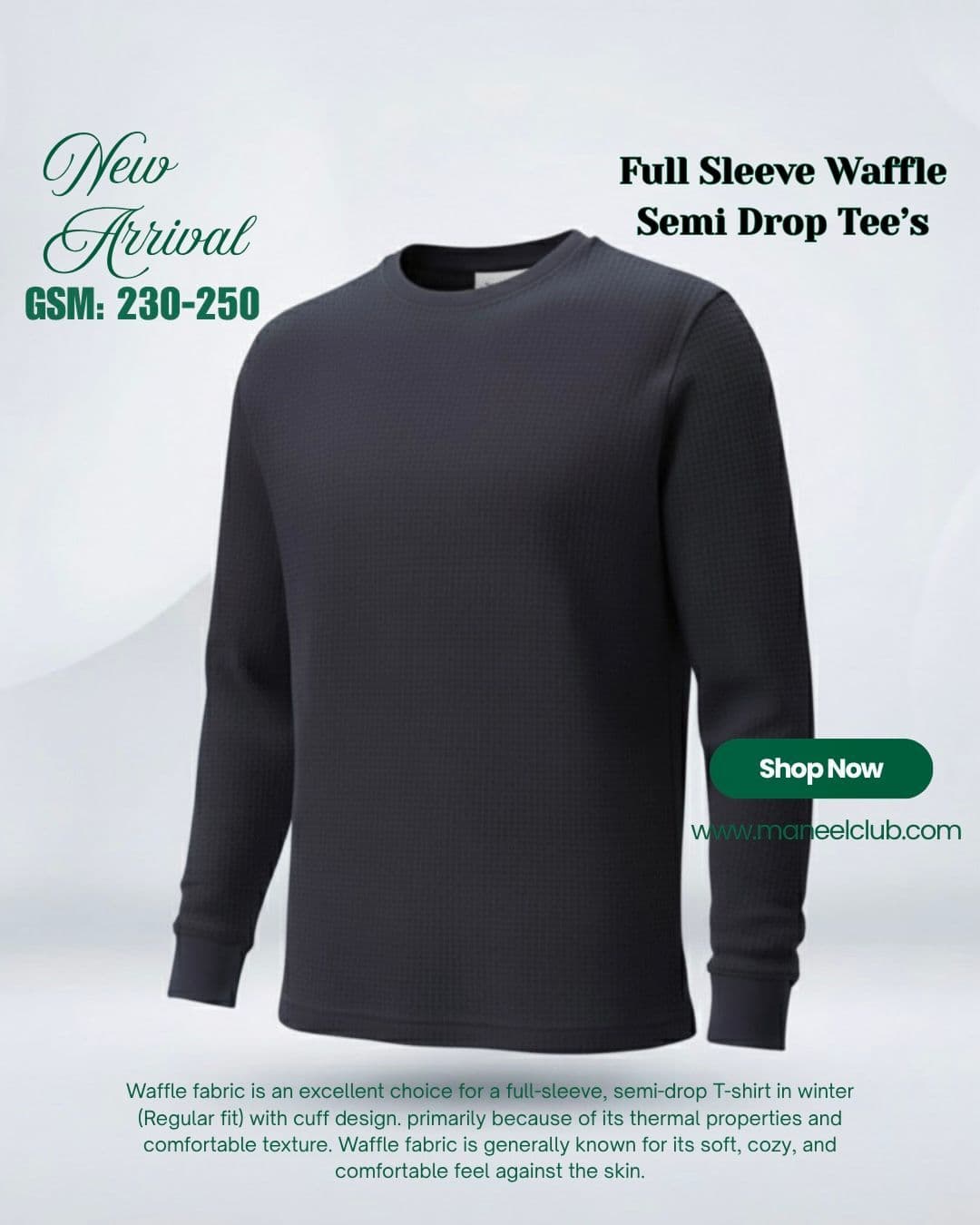 Full Sleeve Waffle Semi Drop Tee’s - Thumbnail 3