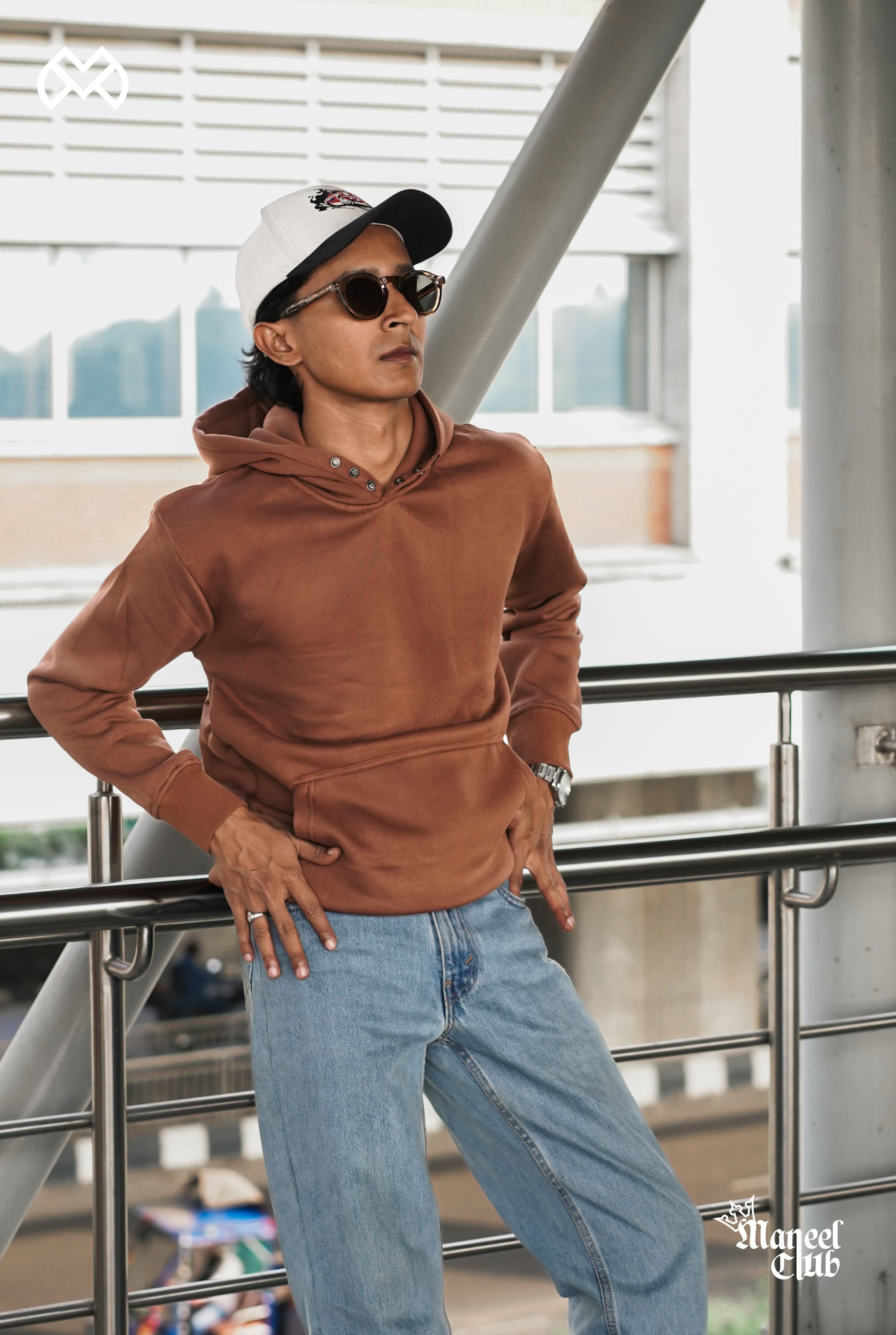 Snap Button Drop Shoulder Hoodie - Thumbnail 3